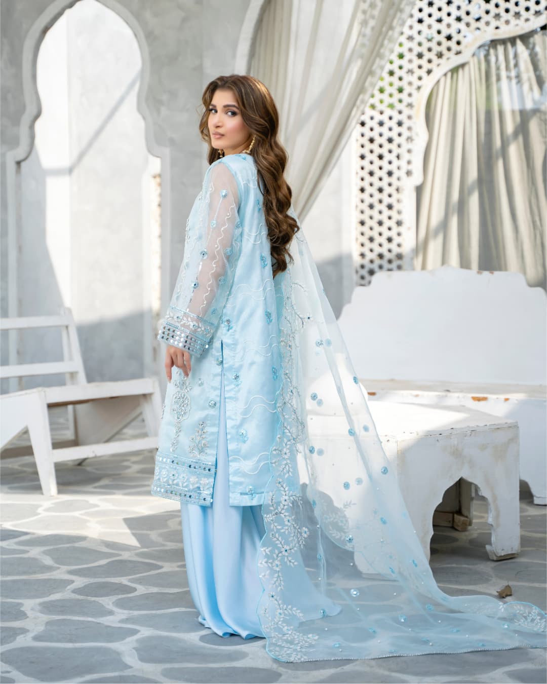 3 Piece Embroidered on Khadi Net suits |RC 24-13