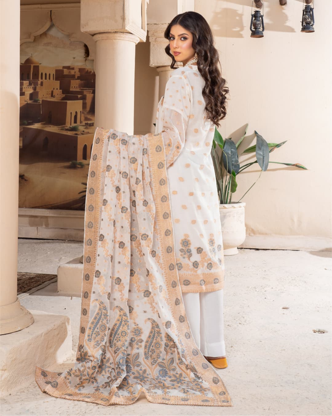 3 Piece Embroidered on Khadi Net suits|RC 24-04
