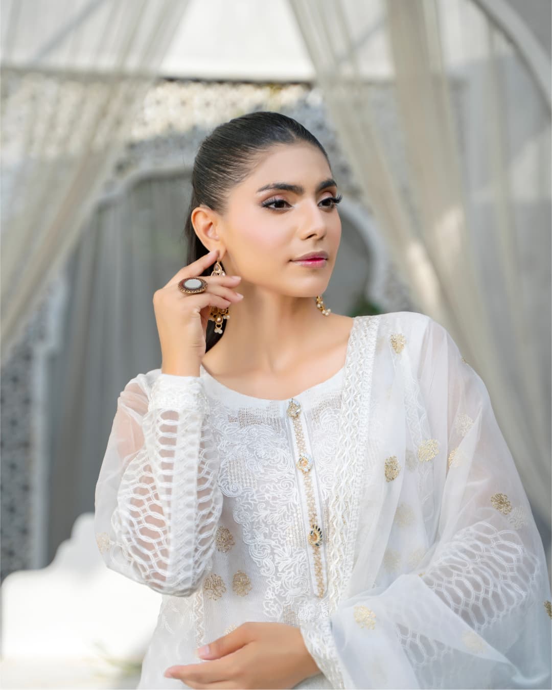 3 Piece Embroidered on Khadi Net suits |RC 24-14