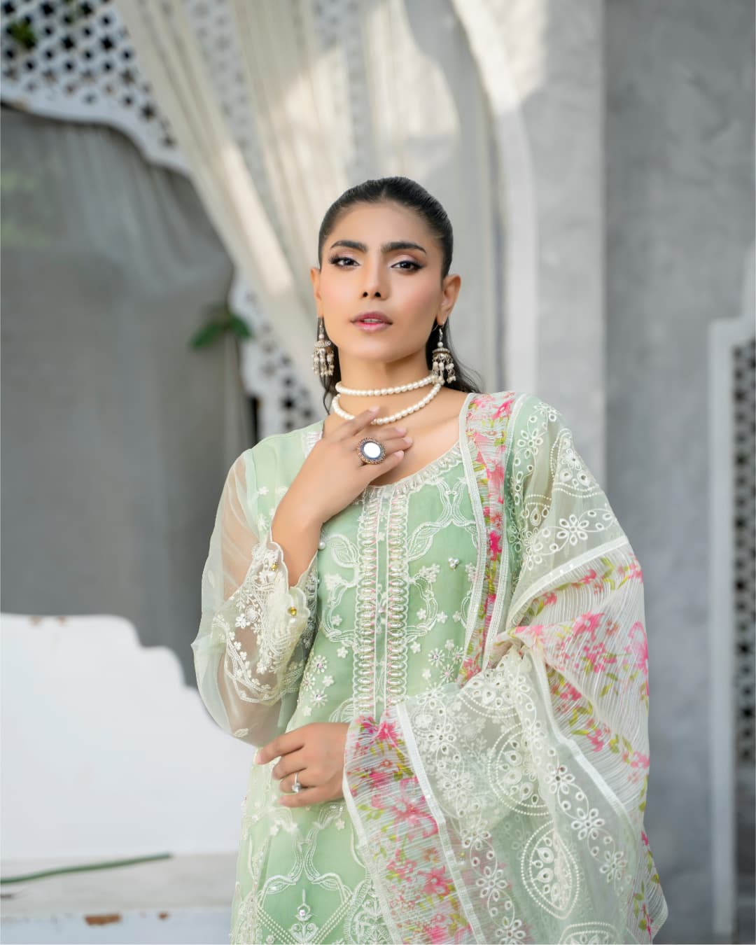 3 Piece Embroidered on Khadi Net suits |RC 24-15