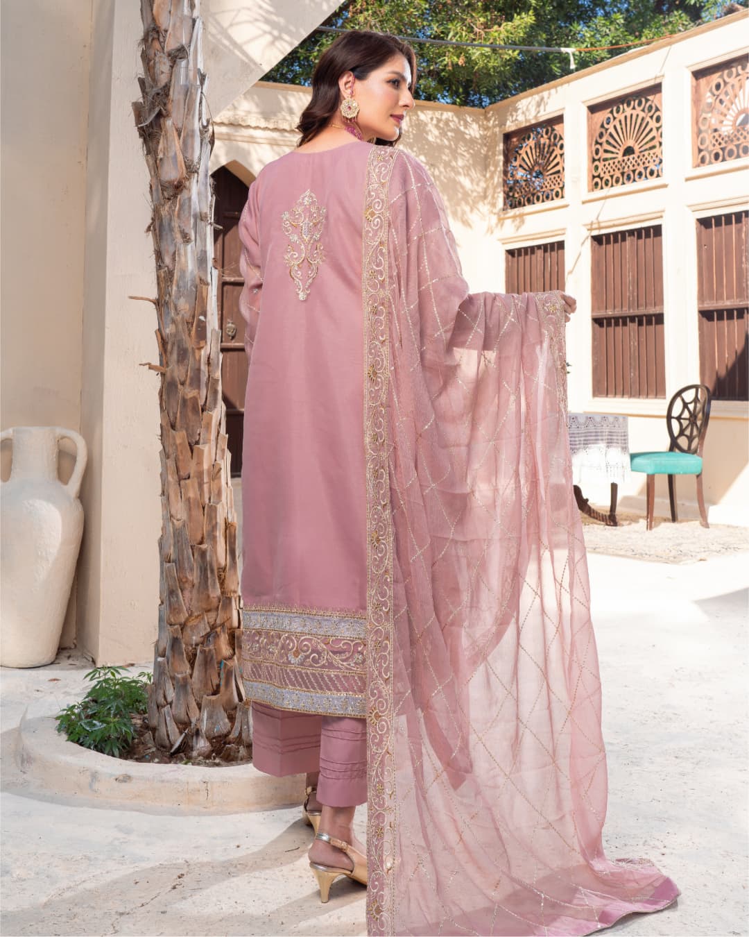 3 Piece Embroidered on Khadi Net suits|RC 24-03