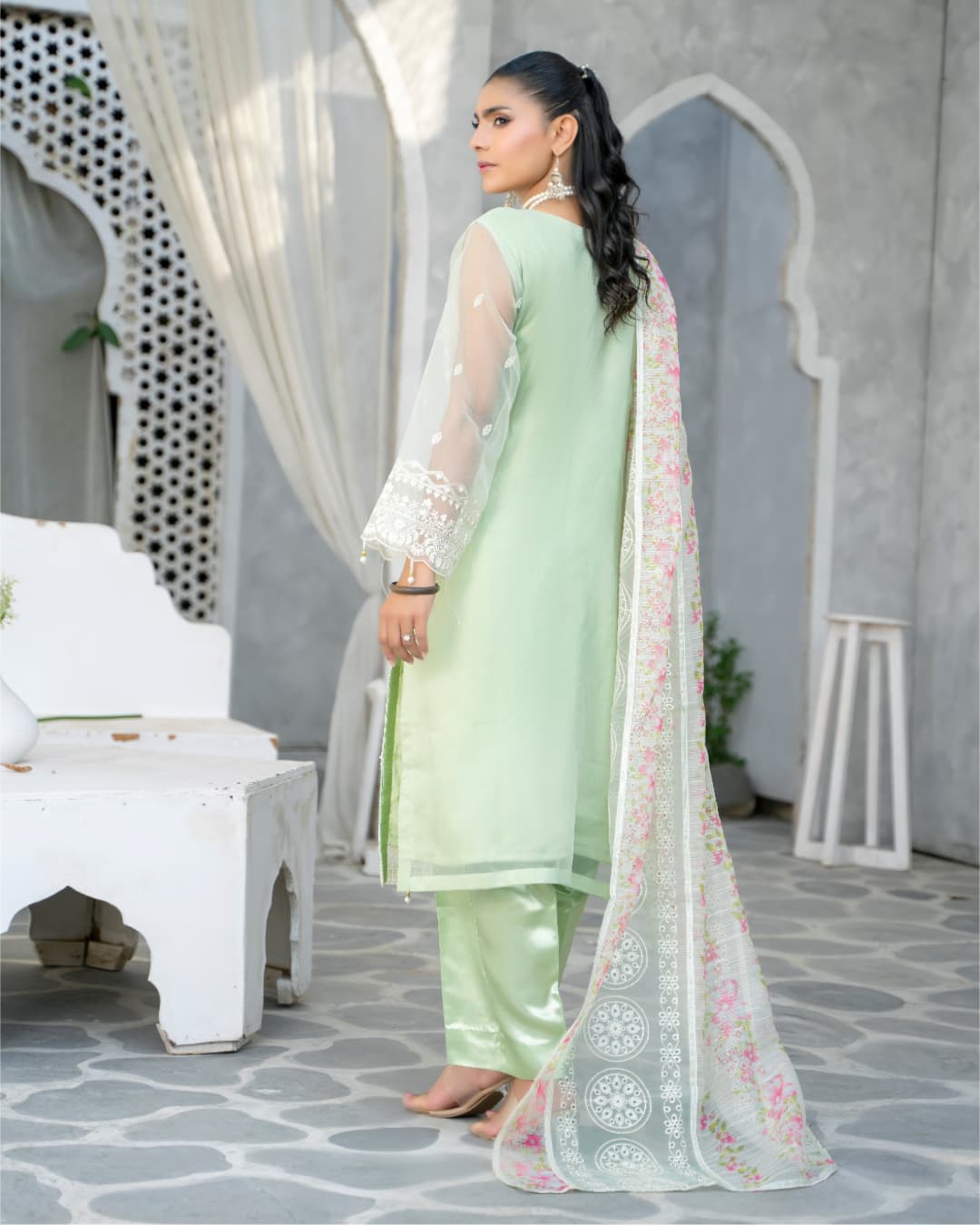 3 Piece Embroidered on Khadi Net suits |RC 24-15