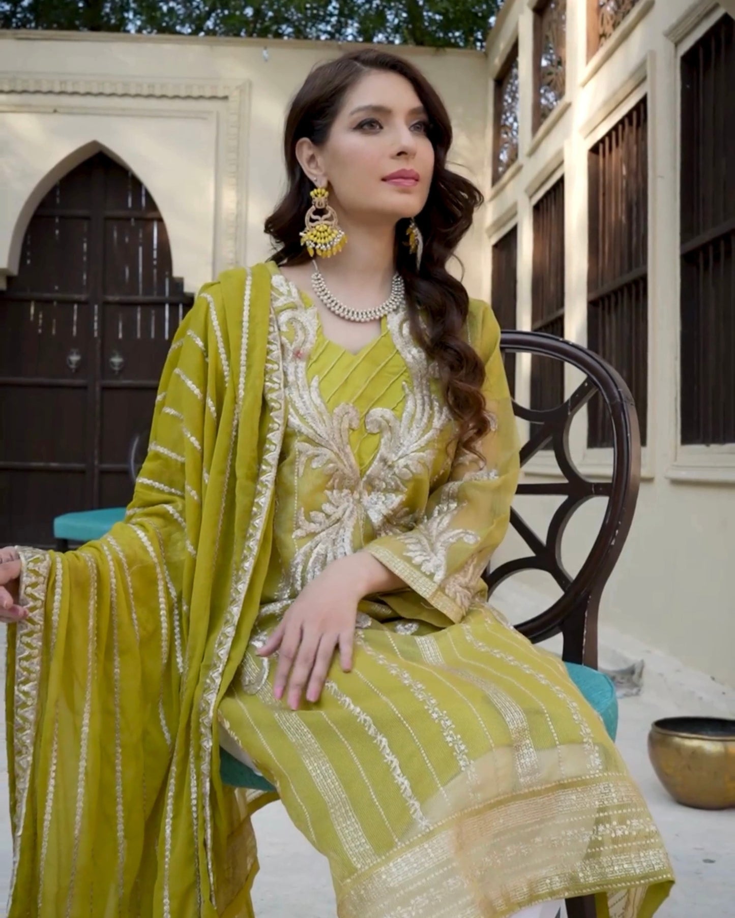 3PC Embroidered on Khadi Net|RC 25-033