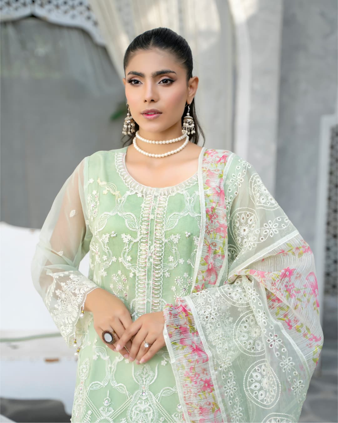 3 Piece Embroidered on Khadi Net suits |RC 24-15