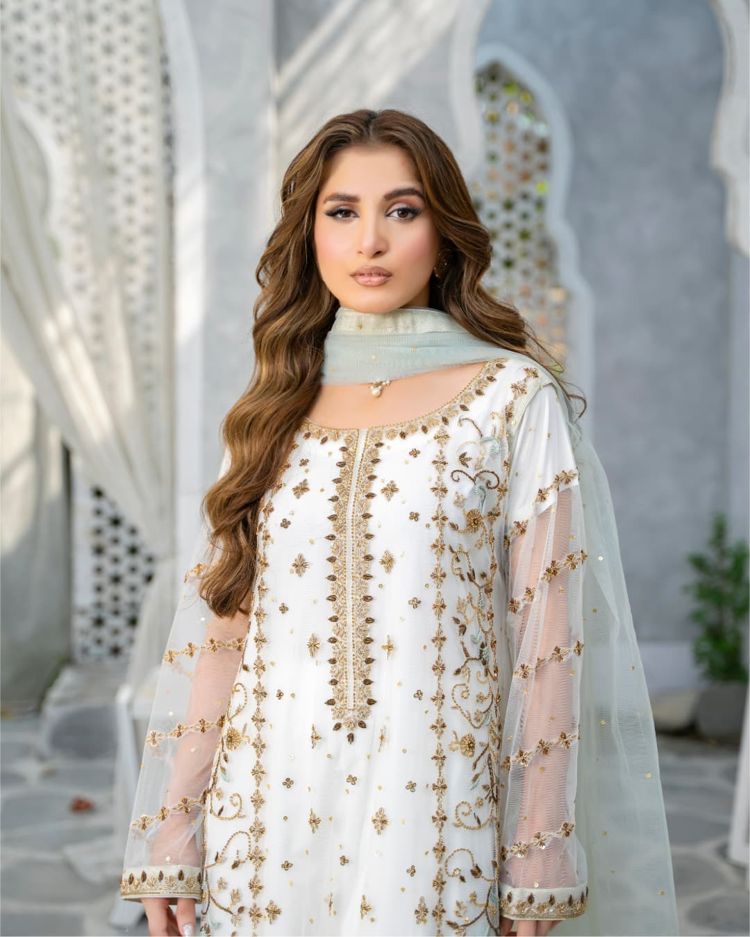 3 Piece Embroidered on Khadi Net suits |RC 24-11