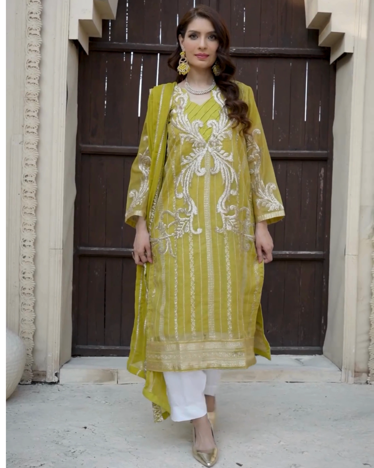 3PC Embroidered on Khadi Net|RC 25-033
