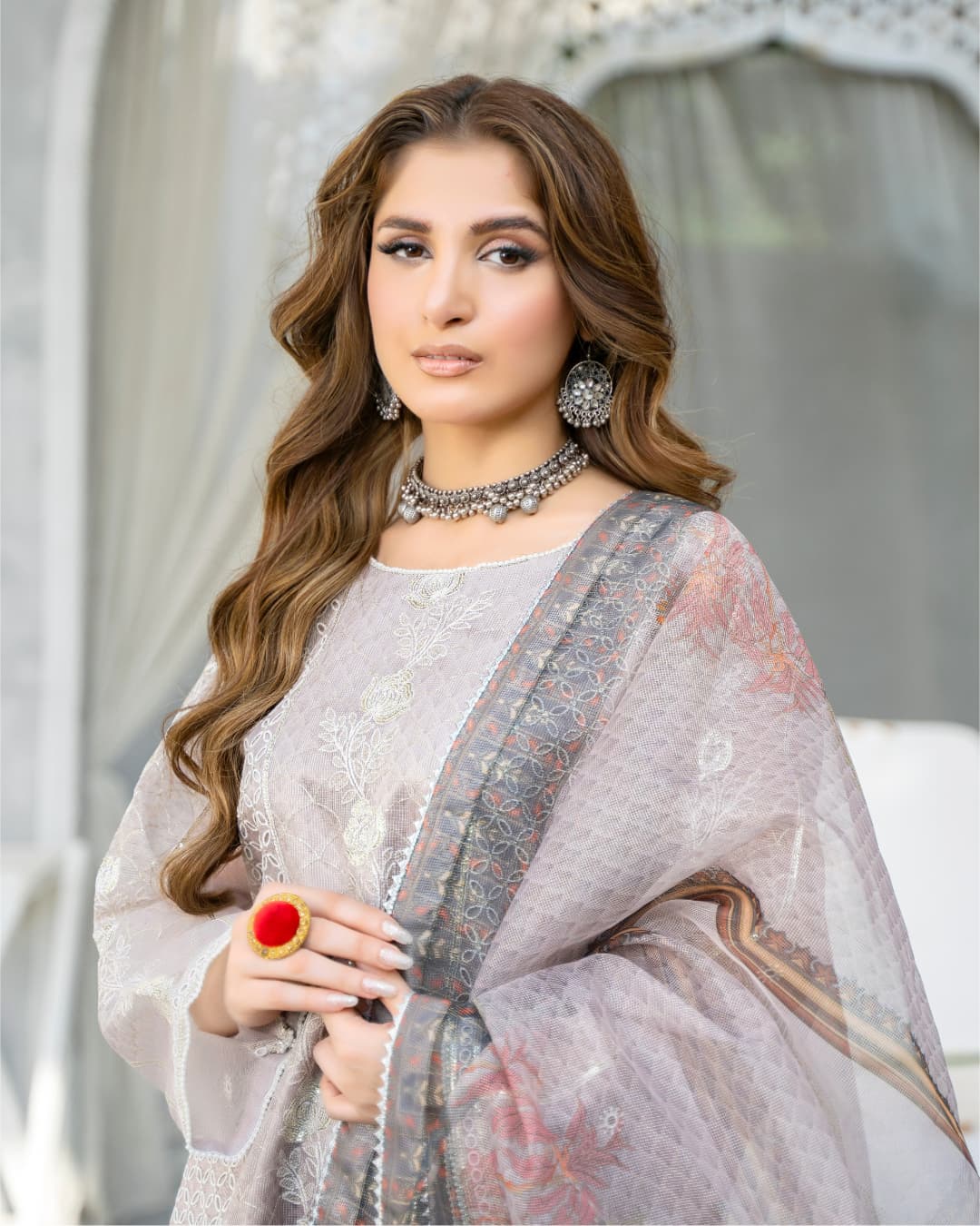 3 Piece Embroidered on Khadi Net suits |RC 24-16