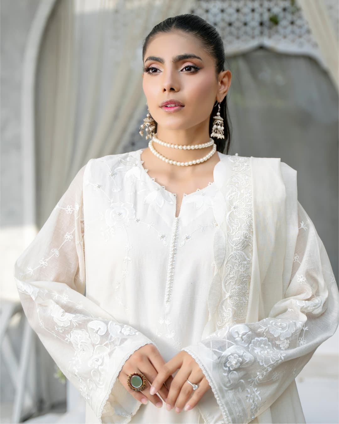 3 Piece Embroidered on Khadi Net suits |RC 24-17..