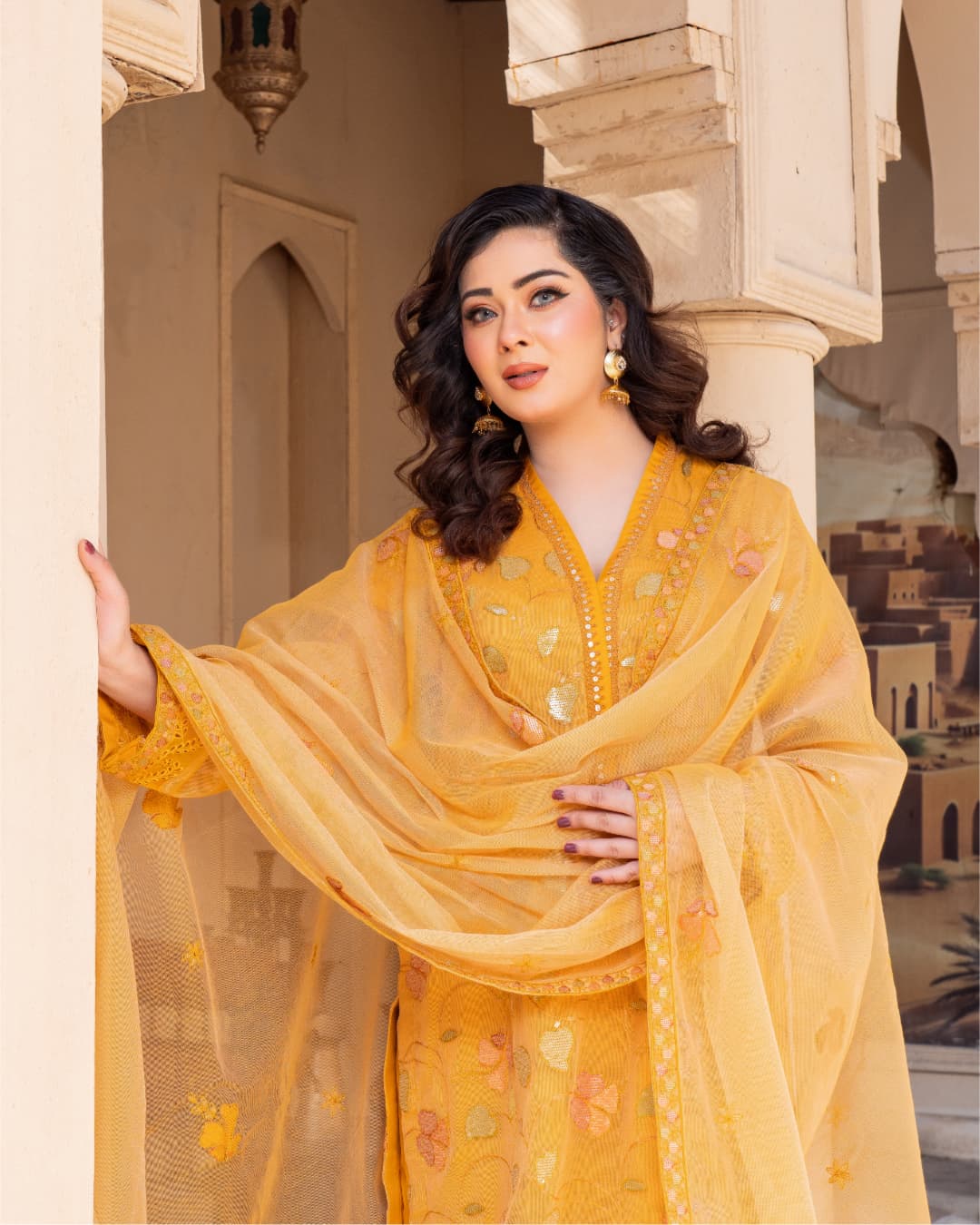 3 Piece Embroidered on Khadi Net suits|RC 24-09