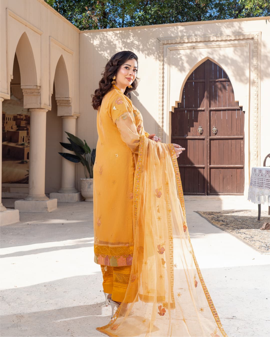 3 Piece Embroidered on Khadi Net suits|RC 24-09