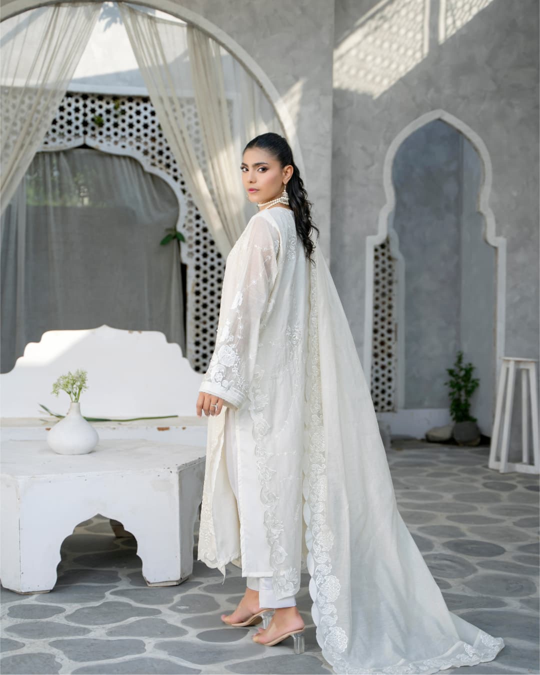 3 Piece Embroidered on Khadi Net suits |RC 24-17..