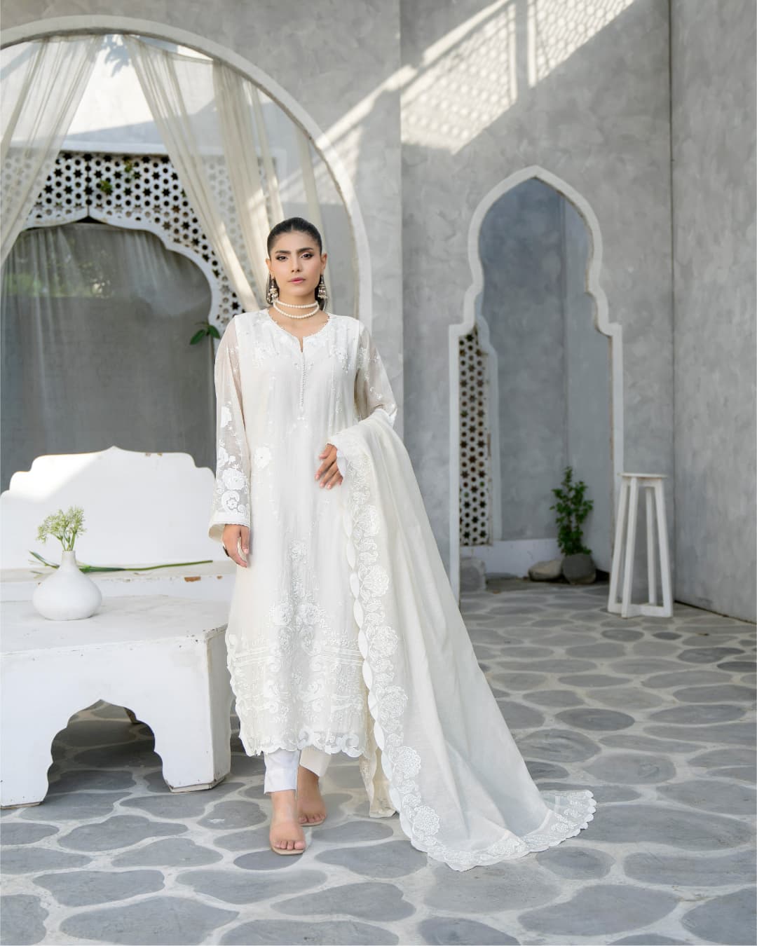 3 Piece Embroidered on Khadi Net suits |RC 24-17..