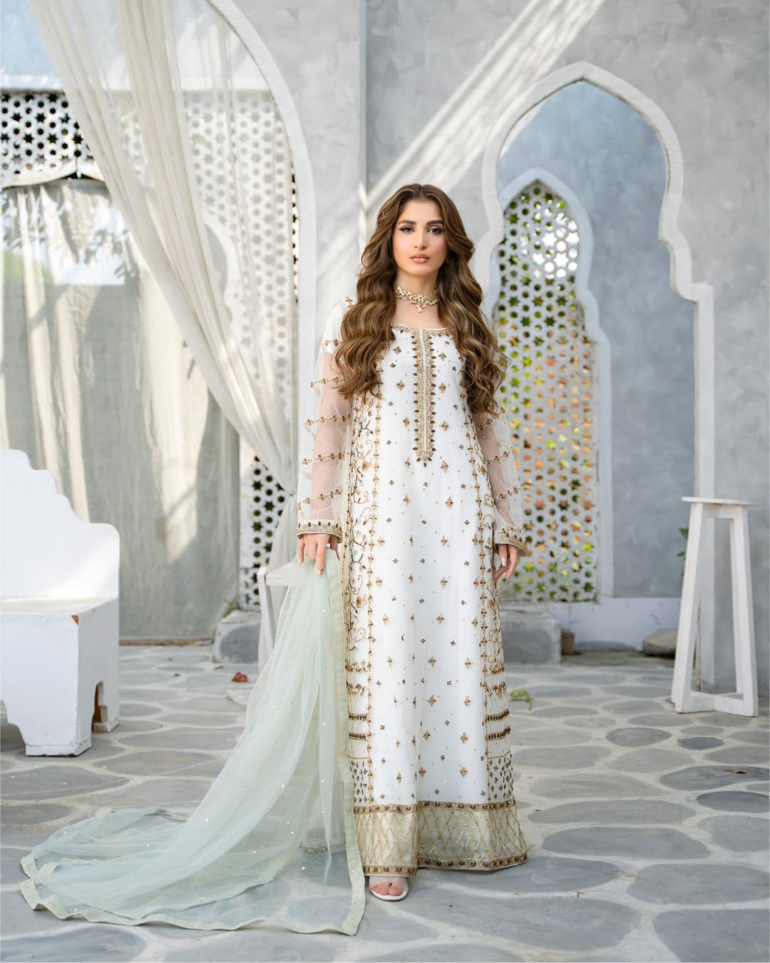3 Piece Embroidered on Khadi Net suits |RC 24-11