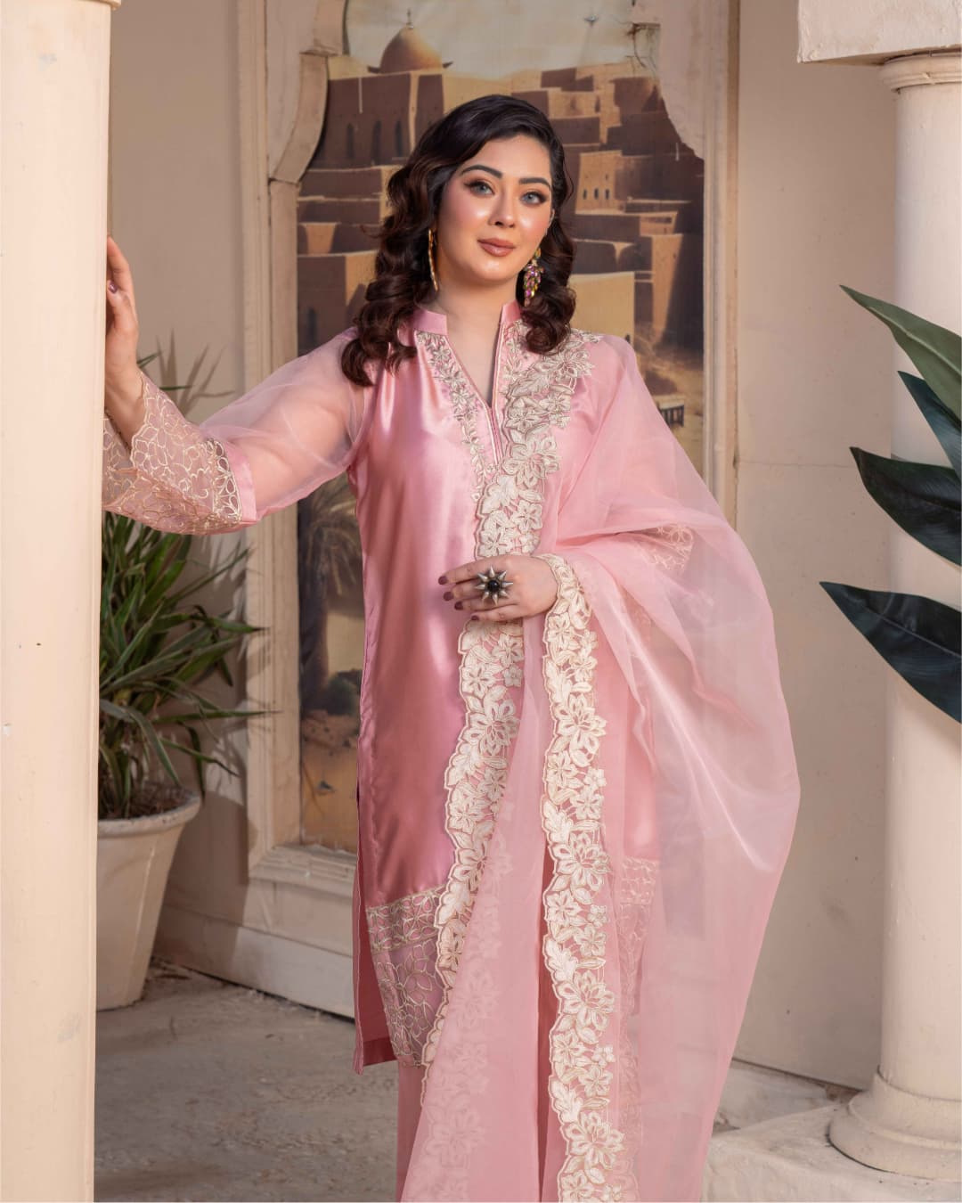 3 Piece Embroidered on Khadi Net suits|RC 24-06