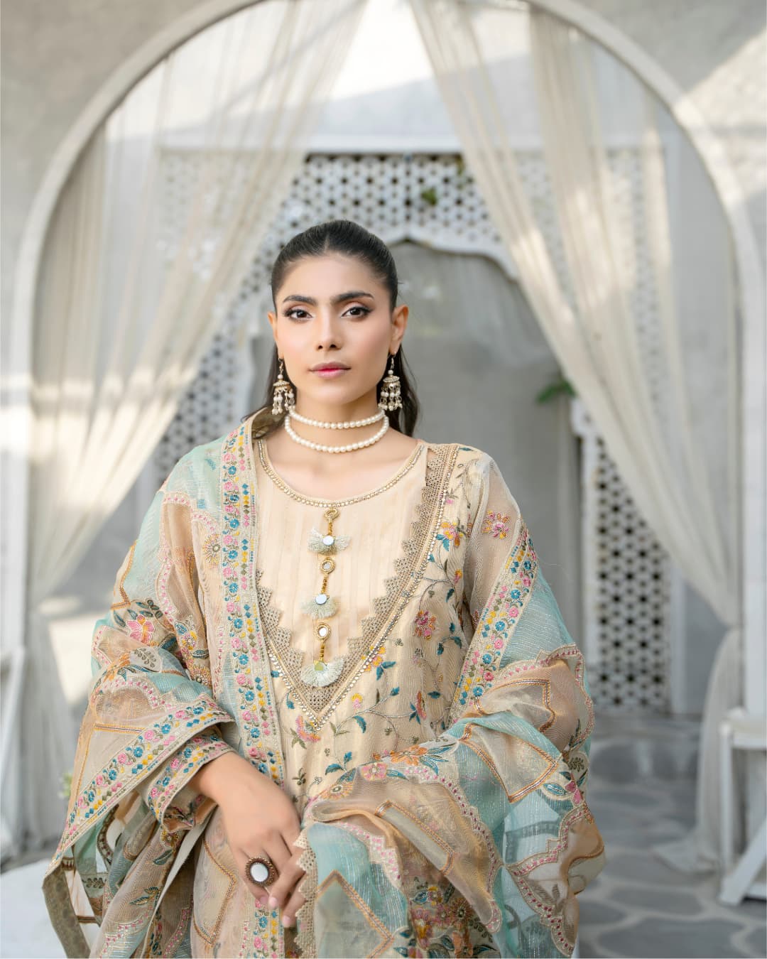 3 Piece Embroidered on Khadi Net suits |RC 24-12