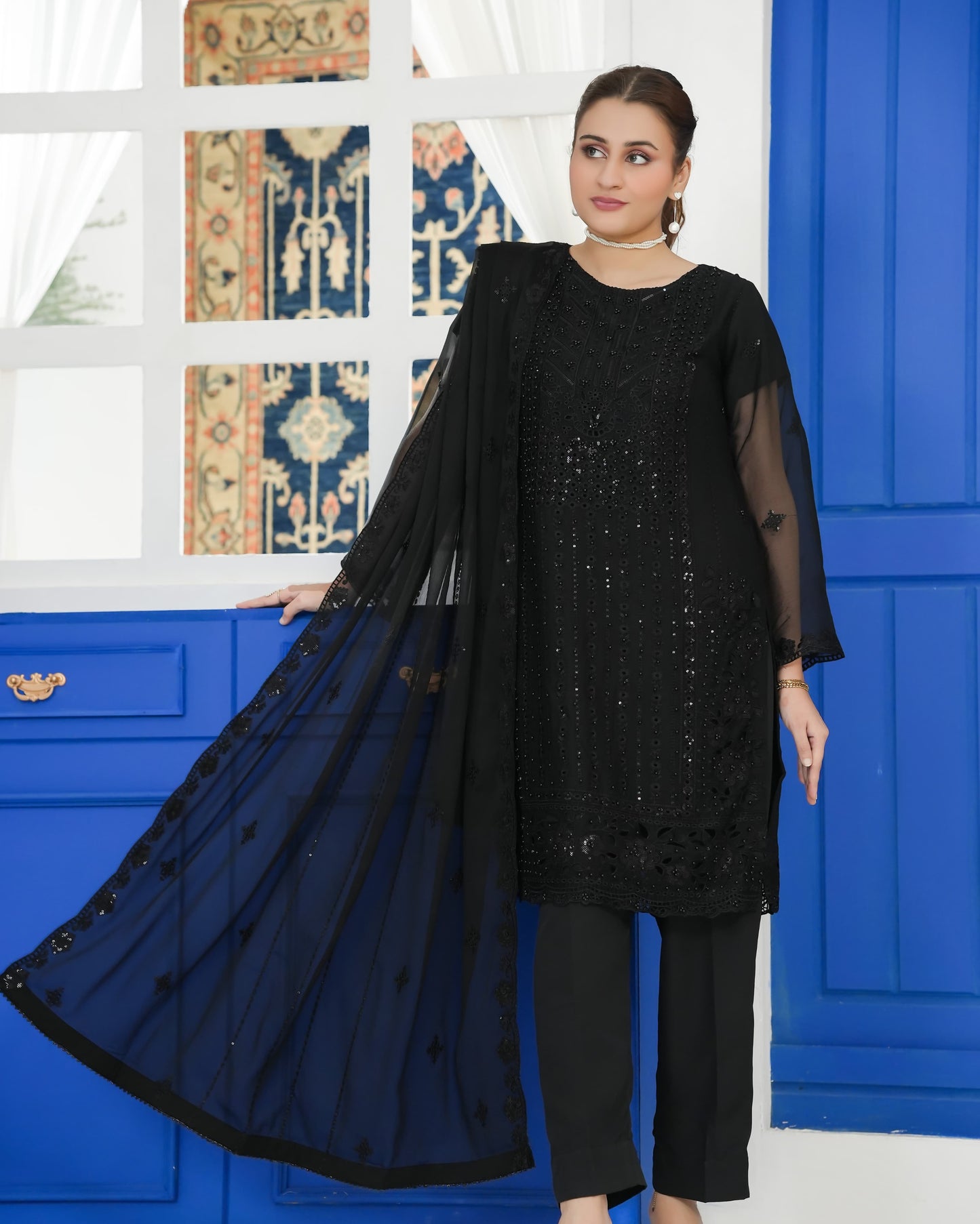 3 Piece Embroidered on Chiffon suits|RC 25-015