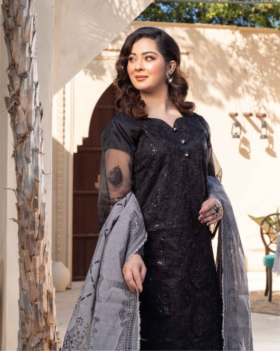 3 Piece Embroidered on Khadi Net suits|RC 24-10