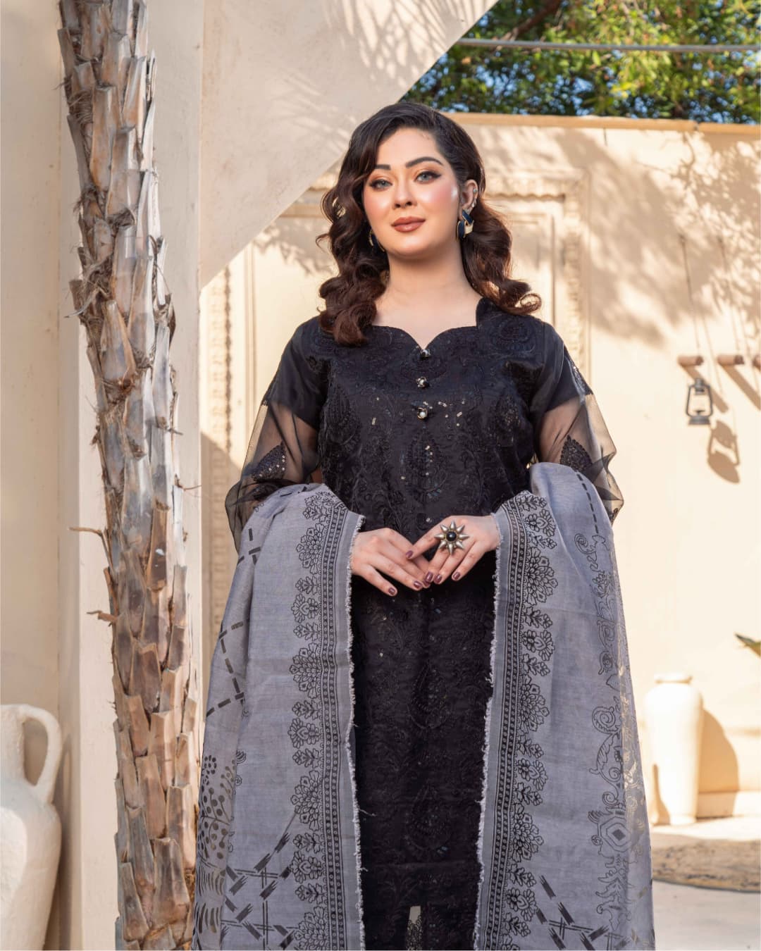 3 Piece Embroidered on Khadi Net suits|RC 24-10