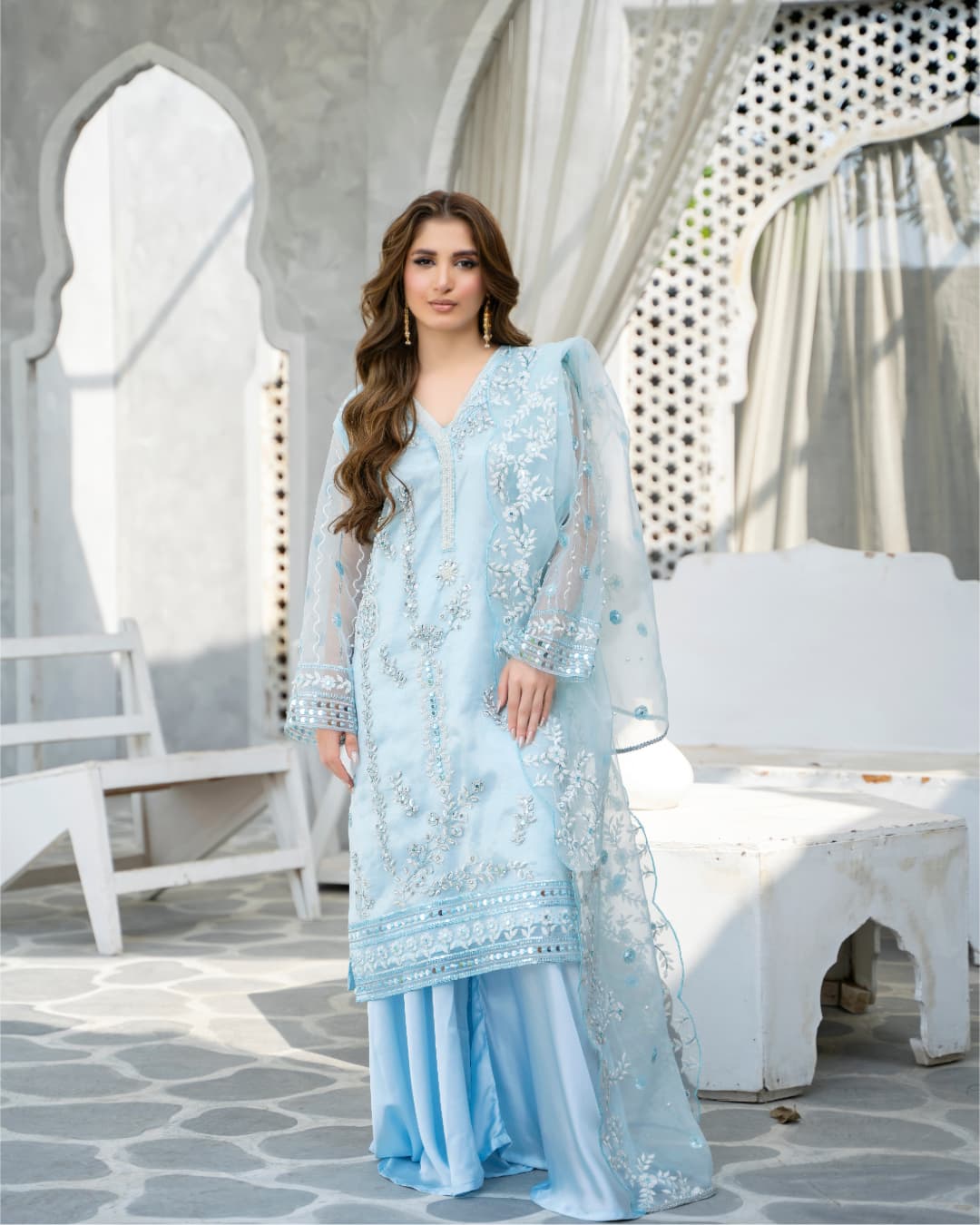 3 Piece Embroidered on Khadi Net suits |RC 24-13