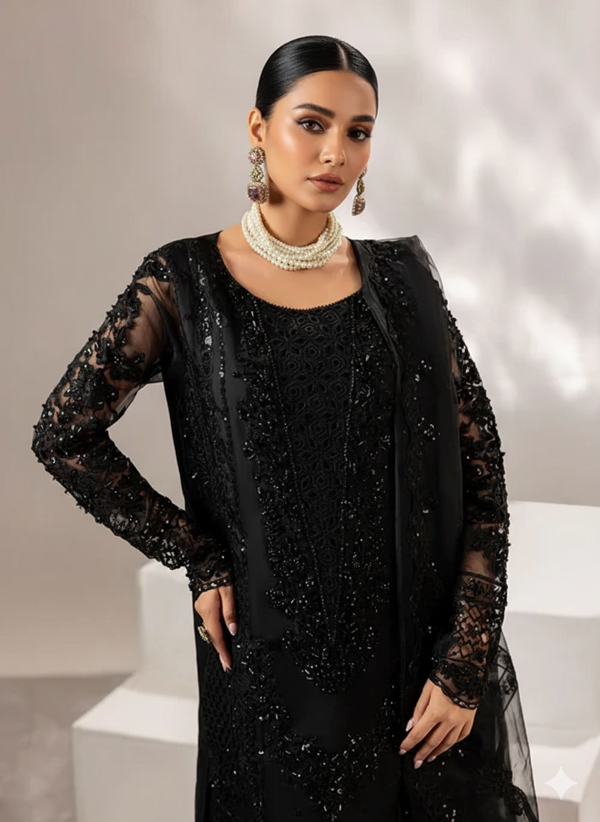 3 Piece Embroidered on Chiffon suits|RC 25-020