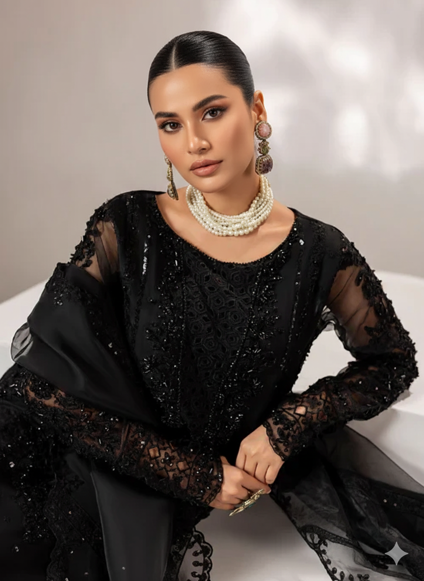 3 Piece Embroidered on Chiffon suits|RC 25-020