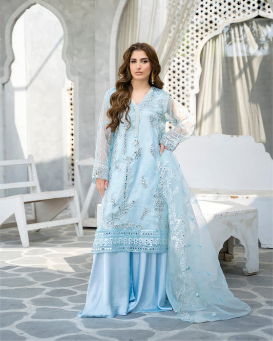 3 Piece Embroidered on Khadi Net suits |RC 24-13