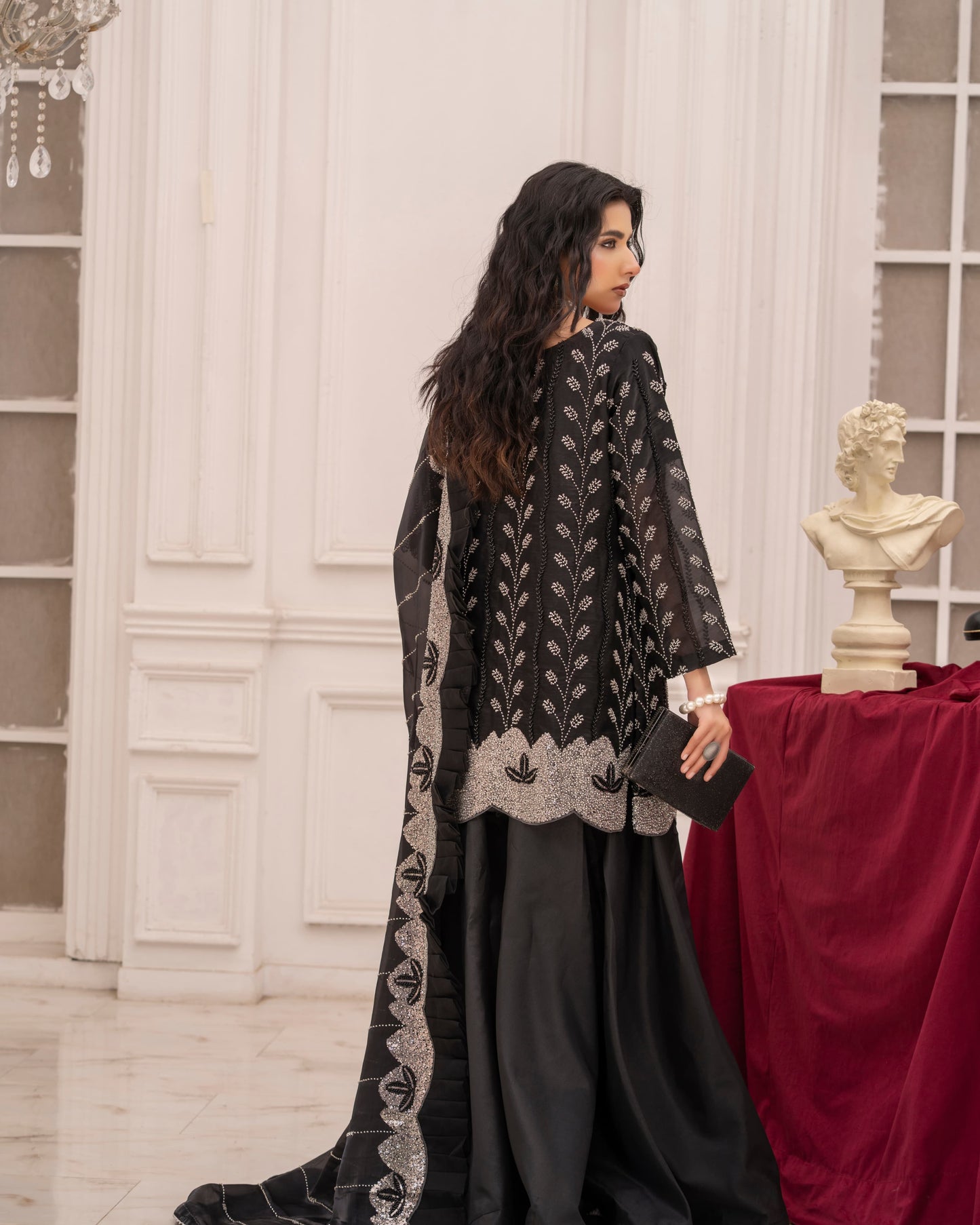 3 Piece Sheesha Silk Dress with Cutdana Embroidery  |RC 24-37