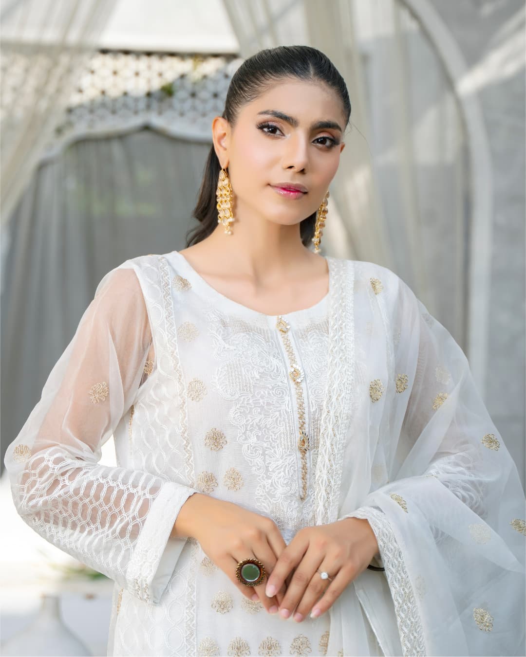 3 Piece Embroidered on Khadi Net suits |RC 24-14