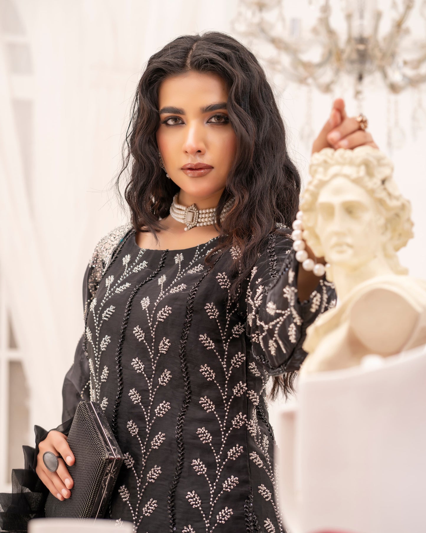 3 Piece Sheesha Silk Dress with Cutdana Embroidery  |RC 24-37