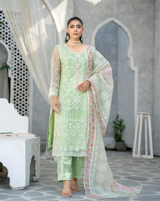 3 Piece Embroidered on Khadi Net suits |RC 24-15