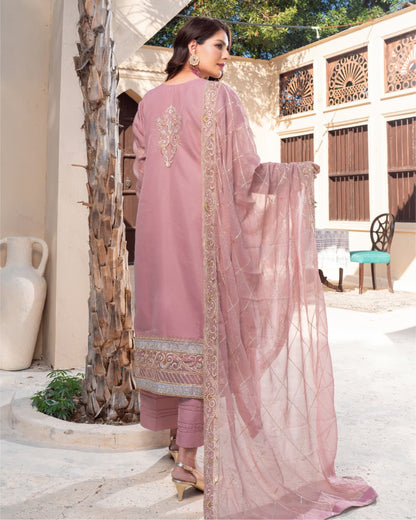 3 Piece Embroidered on Khadi Net suits|RC 24-03