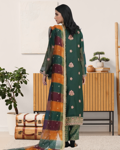 3 Piece Embroidered on Khaadi Net suits|RC 25-018