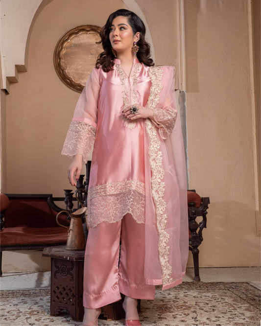3 Piece Embroidered on Khadi Net suits|RC 24-06