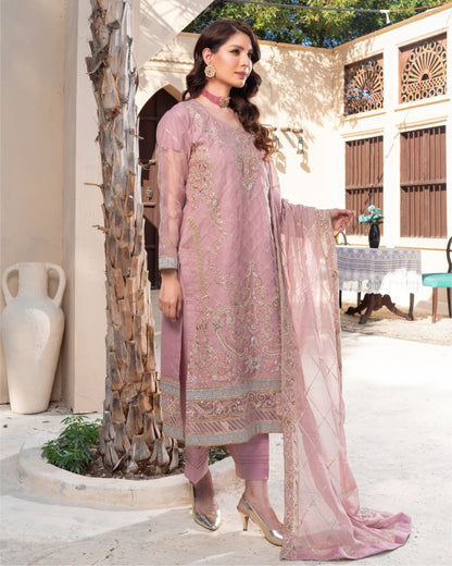 3 Piece Embroidered on Khadi Net suits|RC 24-03