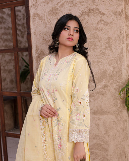 3 Piece Luxury Embroidered Lawn 3 Piece Suit with Handwork & Emb  Dupatta|RC 24-44