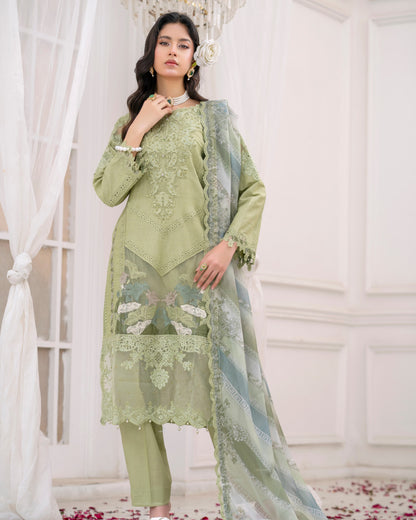 3 Piece Lawn Cotton Embroidered Dress with Pulse Work & Crepe |RC 24-35