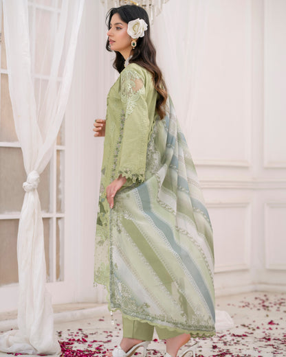 3 Piece Lawn Cotton Embroidered Dress with Pulse Work & Crepe |RC 24-35