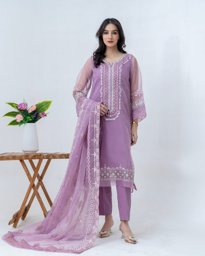 3 Piece Embroidered Organza suits |RC 25-036