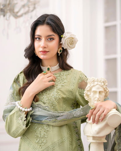 3 Piece Lawn Cotton Embroidered Dress with Pulse Work & Crepe |RC 24-35