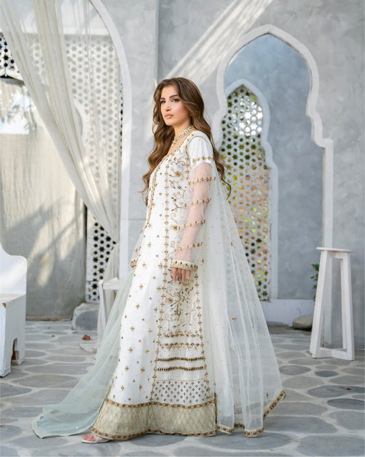 3 Piece Embroidered on Khadi Net suits |RC 24-11