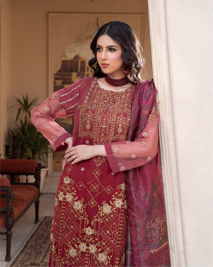 3PC Embroidered on khaadi |RC 24-07