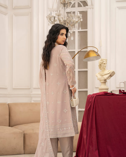3 Piece Luxury Chiffon Shirt with Mirror Work & Embroidery – Designer  |RC 24-49
