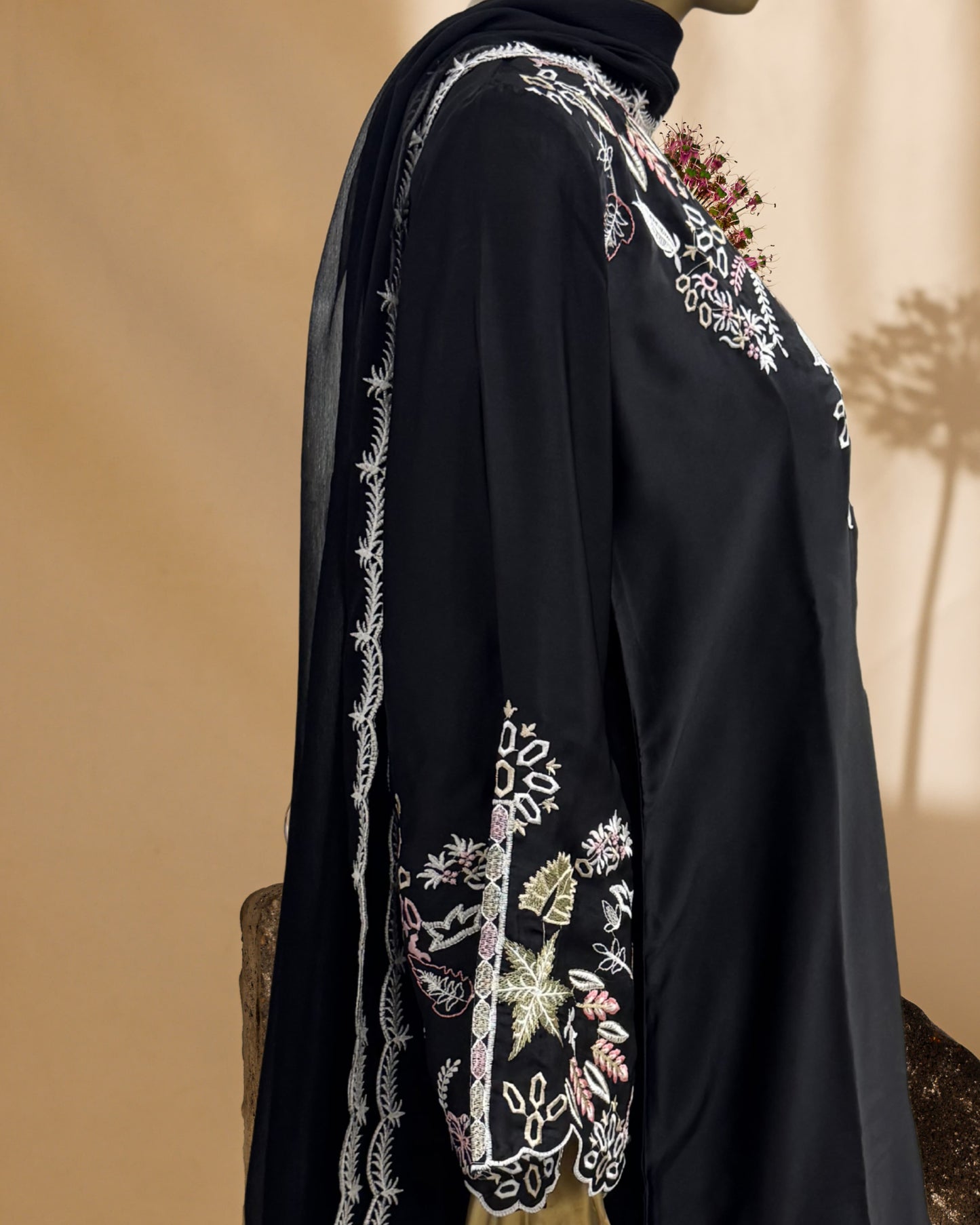 3 Piece Luxury Russian Silk  Embroidered Neck, Sleeves & Cutwork Border with Dupatta  |RC 24-41