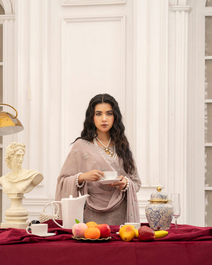 3 Piece Luxury Chiffon Shirt with Mirror Work & Embroidery – Designer  |RC 24-49