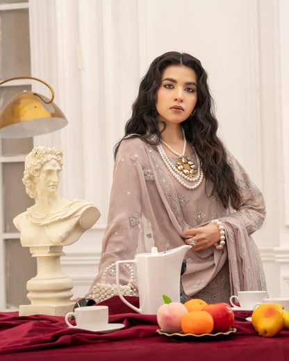 3 Piece Luxury Chiffon Shirt with Mirror Work & Embroidery – Designer  |RC 24-49