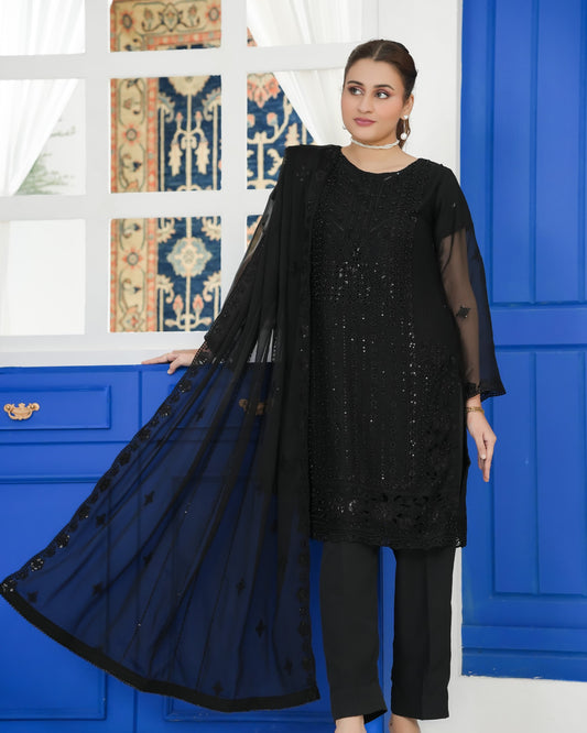 3 Piece Embroidered on Chiffon suits|RC 25-015