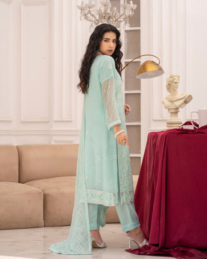 3 Piece Luxury Set  Sequin Embroidered Chiffon Suit with Matching Dupatta  |RC 24-52