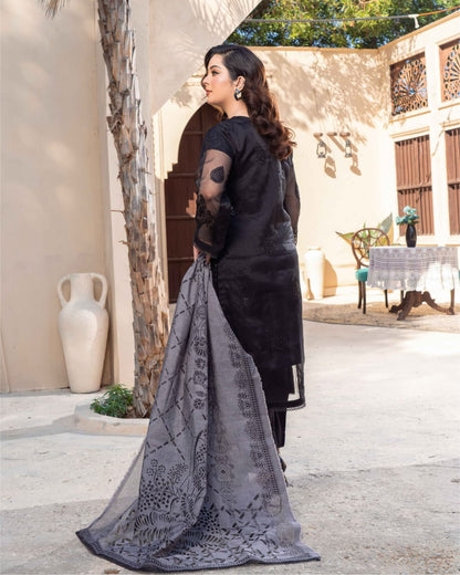 3 Piece Embroidered on Khadi Net suits|RC 24-10