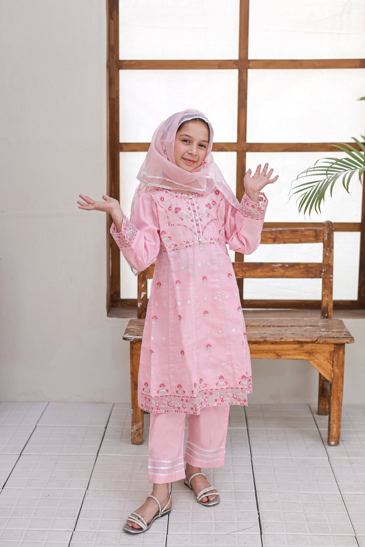 Javari Net  Frock With Embroidery & embellishment | Formal