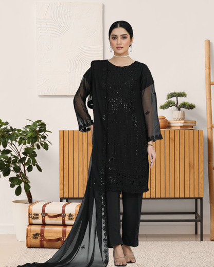 3 Piece Embroidered on Chiffon suits|RC 25-015